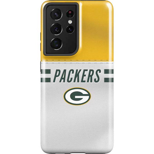 NFL Green Bay Packers White Striped Galaxy S21 Ultra 5G Pro Case
