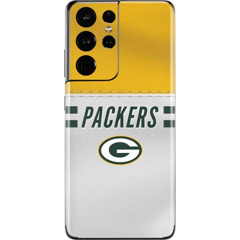 NFL Green Bay Packers White Striped Galaxy S21 Ultra 5G Skin