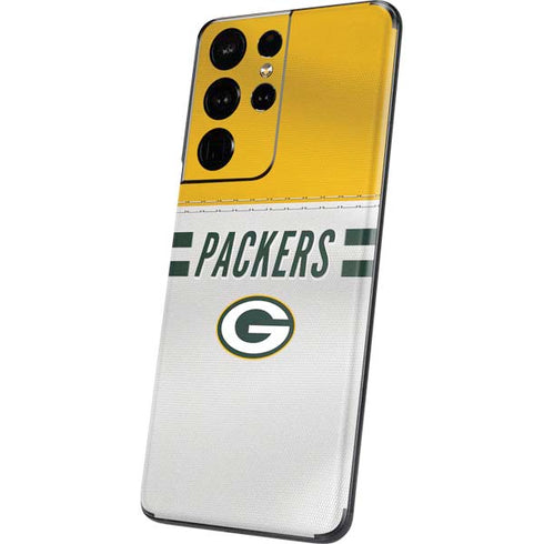 NFL Green Bay Packers White Striped Galaxy S21 Ultra 5G Skin