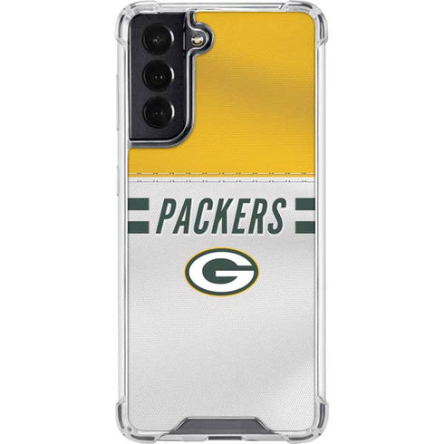 NFL Green Bay Packers White Striped Galaxy S22 Clear Case