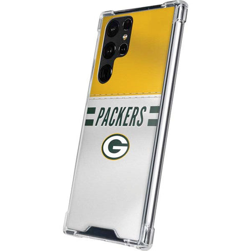 NFL Green Bay Packers White Striped Galaxy S22 Ultra Clear Case