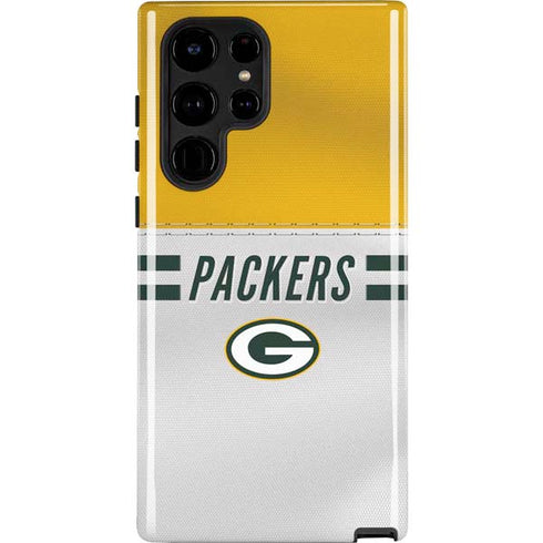 NFL Green Bay Packers White Striped Galaxy S22 Ultra Pro Case