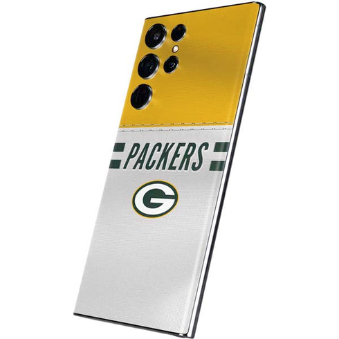 NFL Green Bay Packers White Striped Galaxy S22 Ultra Skin