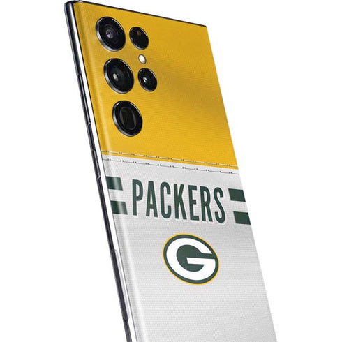 NFL Green Bay Packers White Striped Galaxy S22 Ultra Skin