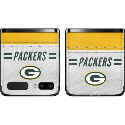 NFL Green Bay Packers White Striped Galaxy Z Flip Skin