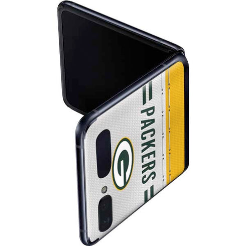 NFL Green Bay Packers White Striped Galaxy Z Flip Skin