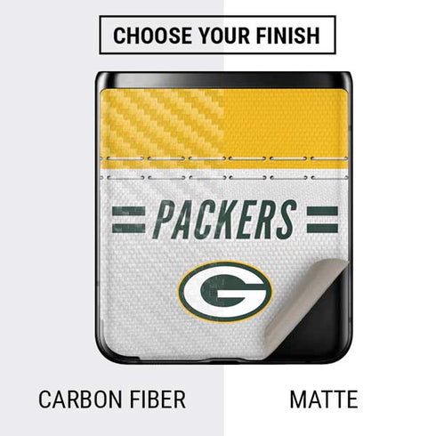 NFL Green Bay Packers White Striped Galaxy Z Flip Skin