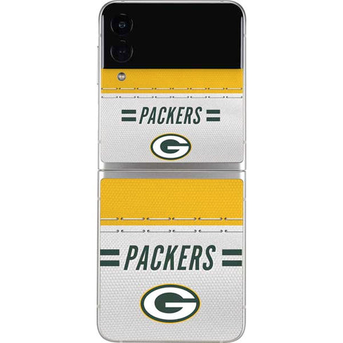 NFL Green Bay Packers White Striped Galaxy Z Flip3 5G Skin