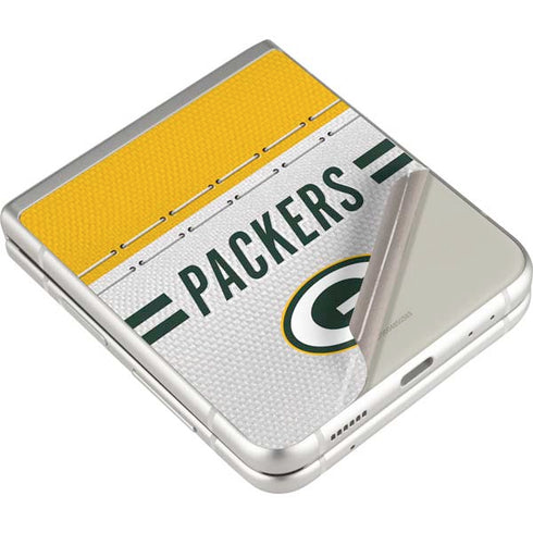 NFL Green Bay Packers White Striped Galaxy Z Flip3 5G Skin