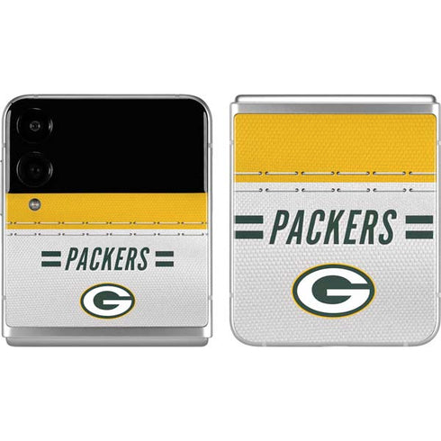 NFL Green Bay Packers White Striped Galaxy Z Flip4 5G Skin