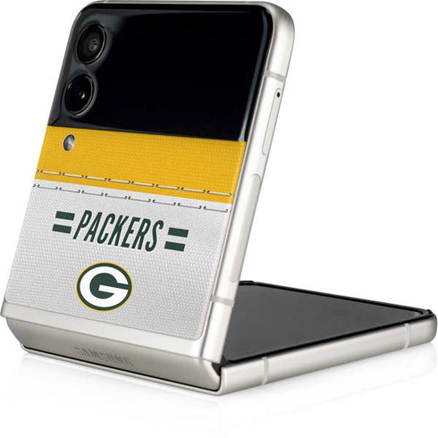 NFL Green Bay Packers White Striped Galaxy Z Flip4 5G Skin