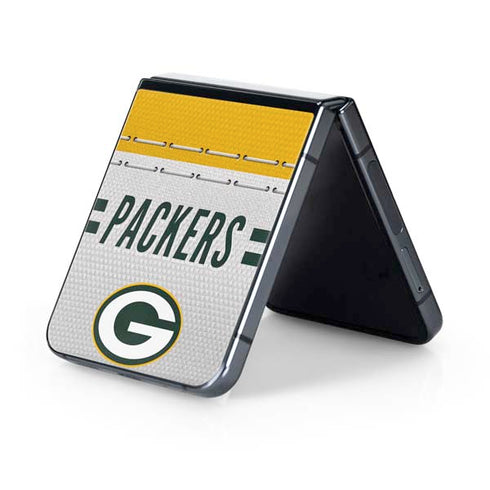 NFL Green Bay Packers White Striped Galaxy Z Flip5 5G Skin