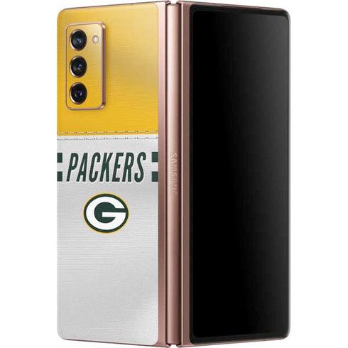 NFL Green Bay Packers White Striped Galaxy Z Fold2 5G Skin