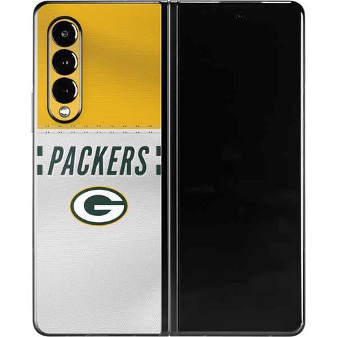 NFL Green Bay Packers White Striped Galaxy Z Fold3 5G Skin