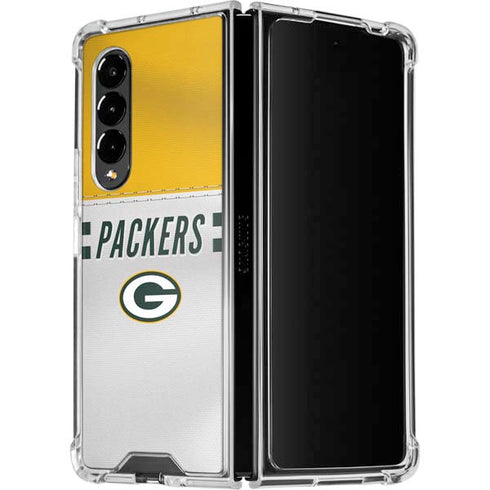 NFL Green Bay Packers White Striped Galaxy Z Fold4 5G Clear Case