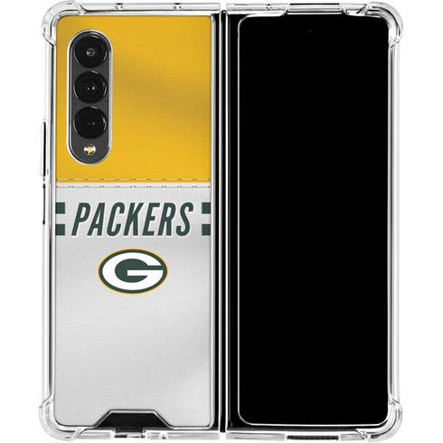 NFL Green Bay Packers White Striped Galaxy Z Fold4 5G Clear Case