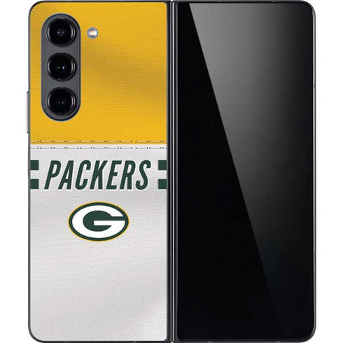 NFL Green Bay Packers White Striped Galaxy Z Fold5 5G Skin