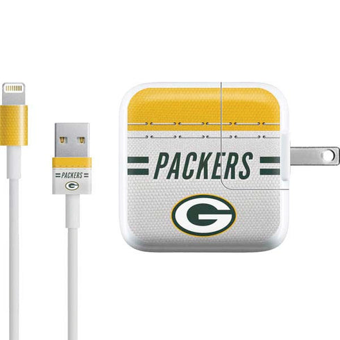 NFL Green Bay Packers White Striped iPad Charger (10W USB) Skin
