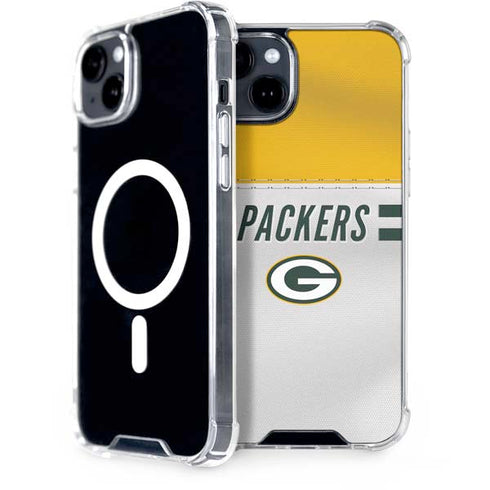 NFL Green Bay Packers White Striped iPhone 15 Plus MagSafe Case