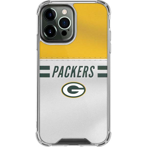 NFL Green Bay Packers White Striped iPhone 15 Pro Max Clear Case