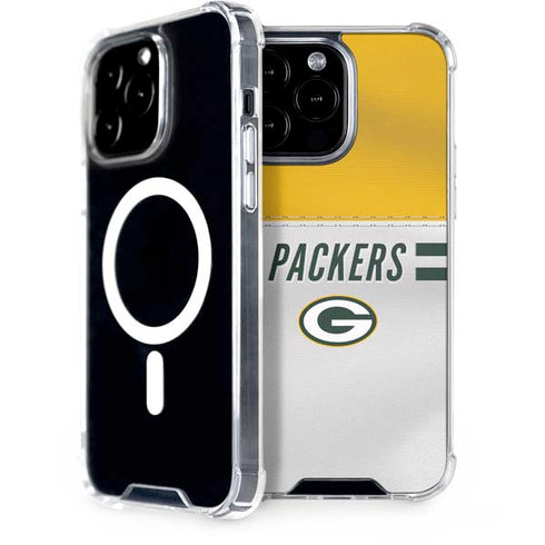 NFL Green Bay Packers White Striped iPhone 14 Pro Max MagSafe Case