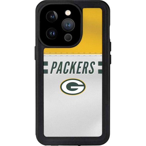 NFL Green Bay Packers White Striped iPhone 14 Pro Waterproof Case