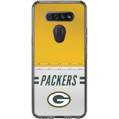 NFL Green Bay Packers White Striped LG K51/Q51 Clear Case