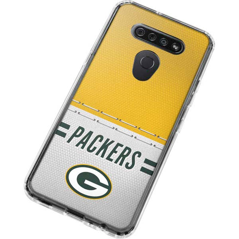 NFL Green Bay Packers White Striped LG K51/Q51 Clear Case