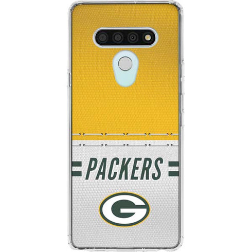 NFL Green Bay Packers White Striped LG Stylo 6 Clear Case
