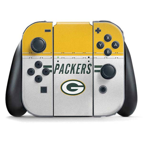 NFL Green Bay Packers White Striped Nintendo Switch (2017-2021) Joy-Con Controller Skin