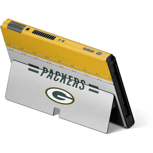 NFL Green Bay Packers White Striped Nintendo Switch OLED (2021) Skin