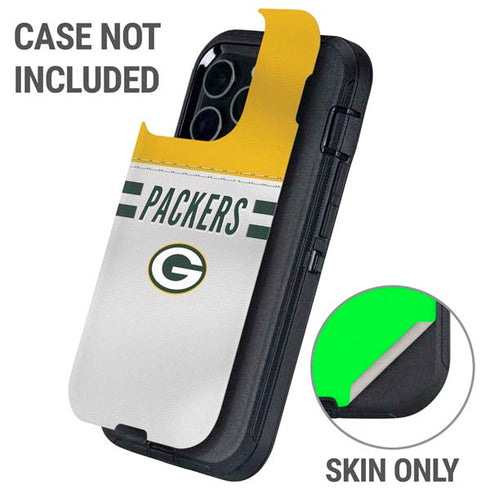 NFL Green Bay Packers White Striped Otterbox Defender iPhone Skin