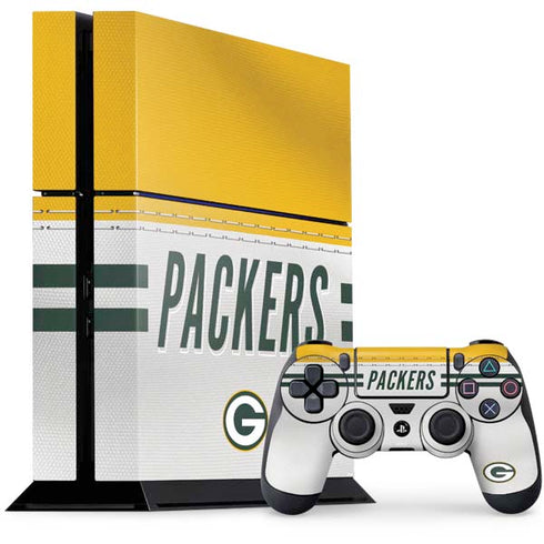 NFL Green Bay Packers White Striped PS4 Console and Controller Bundle Skin