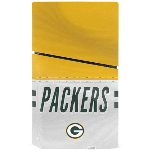 NFL Green Bay Packers White Striped PS5 Slim Disk Bundle Skin
