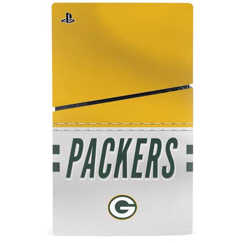 NFL Green Bay Packers White Striped PS5 Slim Disk Console Skin