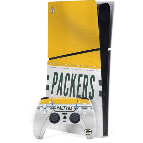 NFL Green Bay Packers White Striped PS5 Slim Digital Edition Bundle Skin