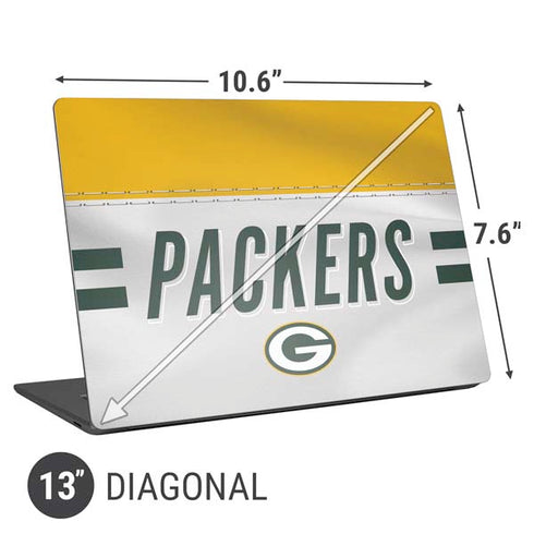 NFL Green Bay Packers White Striped Universal Laptop 13in (10.6 x 7.6in) Skin
