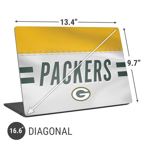 NFL Green Bay Packers White Striped Universal Laptop 16.6in (13.4 x 9.7in) Skin