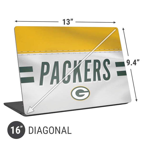 NFL Green Bay Packers White Striped Universal Laptop 16in (13 x 9.4in) Skin