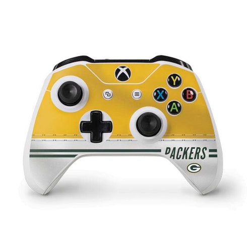 NFL Green Bay Packers White Striped Xbox One S Controller Skin