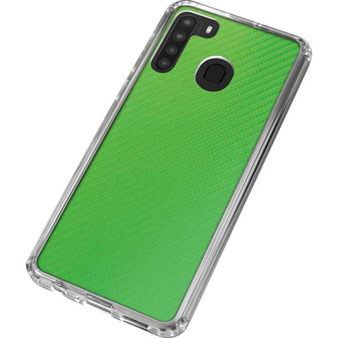 Green Carbon Fiber Specialty Material Galaxy A21 Clear Case