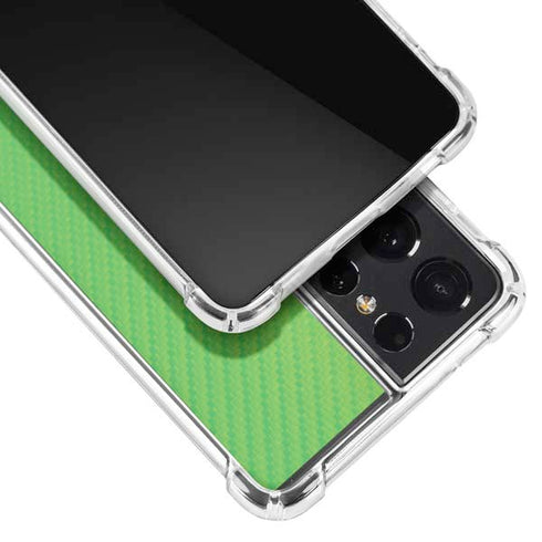 Green Carbon Fiber Specialty Material Galaxy S21 Ultra 5G Clear Case