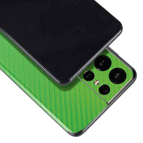 Green Carbon Fiber Specialty Material Galaxy S21 Ultra 5G Skin