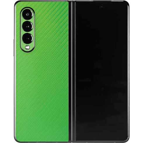 Green Carbon Fiber Specialty Material Galaxy Z Fold3 5G Skin