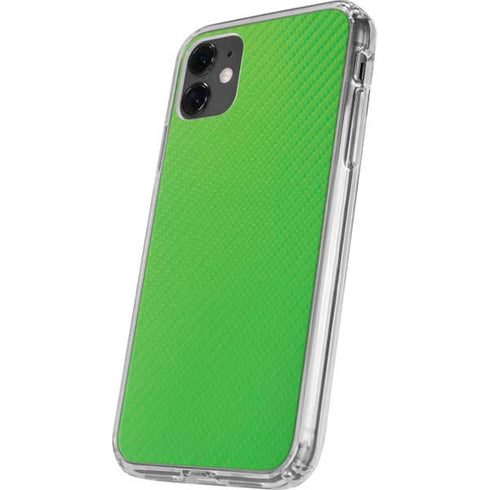 Green Carbon Fiber Specialty Texture Material iPhone 11 Clear Case