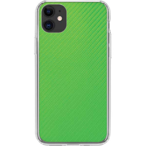 Green Carbon Fiber Specialty Texture Material iPhone 11 Clear Case