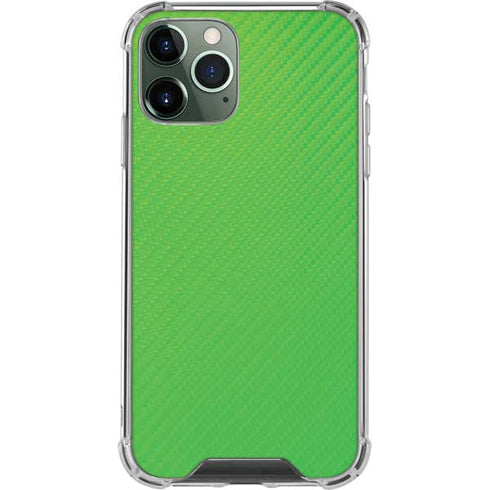Green Carbon Fiber Specialty Texture Material iPhone 11 Pro Max Clear Case