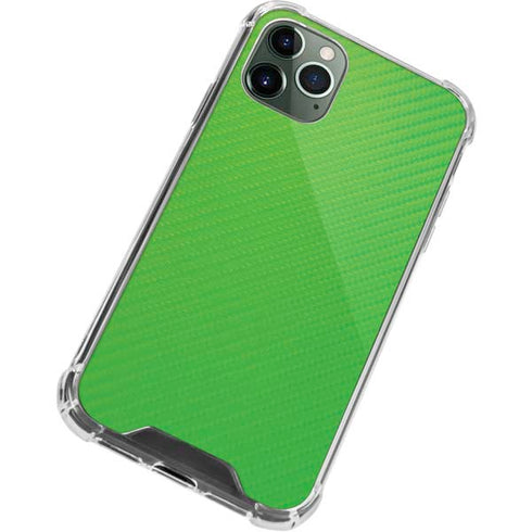 Green Carbon Fiber Specialty Texture Material iPhone 11 Pro Max Clear Case
