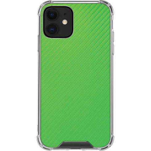 Green Carbon Fiber Specialty Material iPhone 12 Clear Case