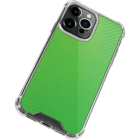 Green Carbon Fiber Specialty Material iPhone 13 Pro Clear Case